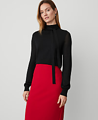 Tie Neck Puff Sleeve Sweater carousel Product Image 1