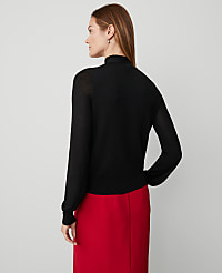 Tie Neck Puff Sleeve Sweater carousel Product Image 2
