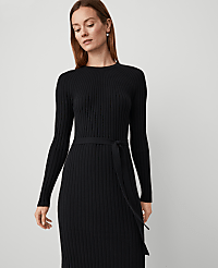 Petite Ribbed Belted Column Sweater Dress carousel Product Image 3
