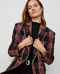 Plaid Relaxed Double Breasted Blazer carousel Product Image 4