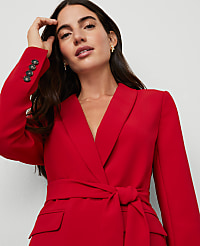 The Belted Shawl-Collar Blazer in Fluid Crepe carousel Product Image 3