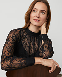 Lace Mock Neck Blouse carousel Product Image 3