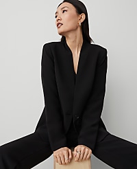 The Long Collarless Blazer in Fluid Crepe carousel Product Image 6