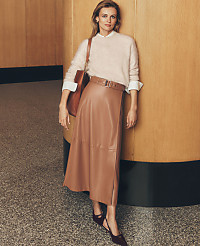 Faux Leather Belted Wrap Skirt carousel Product Image 1