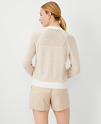 Petite Textured Stripe V-Neck Wedge Cardigan carousel Product Image 3