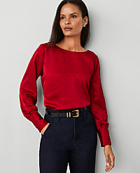 Satin Clip Crew Neck Blouse carousel Product Image 1