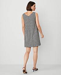 Houndstooth V-Neck Sleeveless Shift Dress carousel Product Image 2