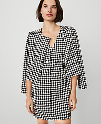 Houndstooth V-Neck Sleeveless Shift Dress carousel Product Image 3