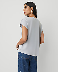 Shine Woven Pleat-Front Top carousel Product Image 2