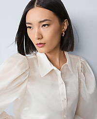 Petite Organza Voluminous Collared Shirt carousel Product Image 1