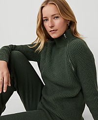 Petite Weekend Collection Waffle Zip Sweater carousel Product Image 4