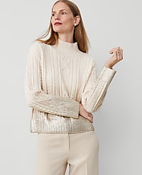 Foil Cable Mock Neck Sweater carousel Product Image 2