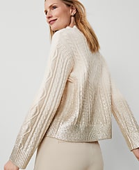 Foil Cable Mock Neck Sweater carousel Product Image 4