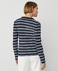 Weekend Collection Striped Puff Sleeve Henley Top carousel Product Image 2
