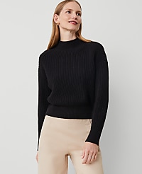 Ribbed Mock Neck Wedge Sweater carousel Product Image 1