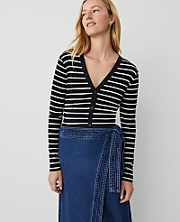 Weekend Collection Striped V-Neck Cardigan carousel Product Image 1