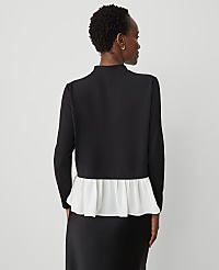 Petite Ruffle Hem Mixed Media Top carousel Product Image 2