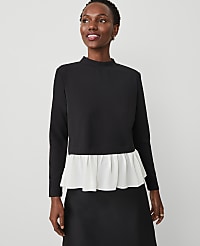 Petite Ruffle Hem Mixed Media Top carousel Product Image 1
