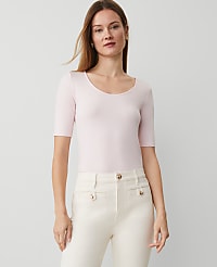 Scoop Neck Elbow Sleeve Tee carousel Product Image 1
