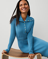 Ribbed-Waist Sweater Dress carousel Product Image 4