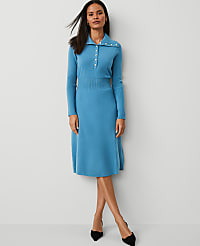 Ribbed-Waist Sweater Dress carousel Product Image 2