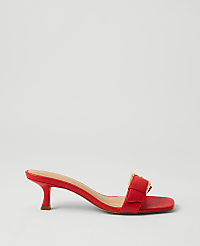 Chunky Buckle Leather Kitten Heel Sandals carousel Product Image 1