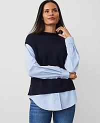 Layered Mixed-Media Sweater carousel Product Image 1