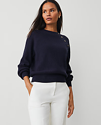 Ribbed Button Raglan Sweater carousel Product Image 1