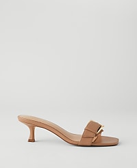 Chunky Buckle Leather Kitten Heel Sandals carousel Product Image 1