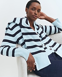 Weekend Collection Striped V-Neck Cardigan carousel Product Image 1