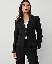The Short One-Button Peak Blazer in Knit Crepe carousel Product Image 1