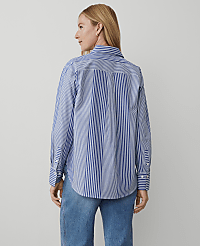 Petite Weekend Collection Striped Oversized Shirt carousel Product Image 2