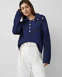 Ribbed Button Sweater carousel Product Image 2