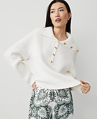 Ribbed Button Sweater carousel Product Image 1
