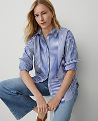 Weekend Collection Striped Oversized Shirt carousel Product Image 3
