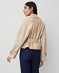 Faux Leather Cropped Trench Jacket carousel Product Image 3