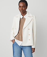 Petite Tweed Double-Breasted Peacoat carousel Product Image 2
