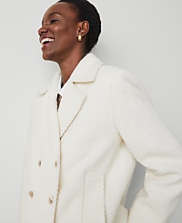 Petite Tweed Double-Breasted Peacoat carousel Product Image 4