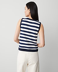 Petite Striped V-Neck Vest carousel Product Image 2