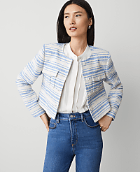 Striped Tweed Cropped Jacket carousel Product Image 2
