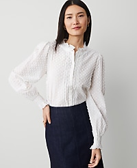 Clip Cutout Smocked Cuff Blouse carousel Product Image 1