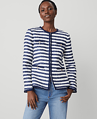 Petite Striped Boucle Tweed Fitted Jacket carousel Product Image 1
