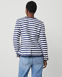 Striped Boucl&eacute; Tweed Fitted Jacket carousel Product Image 2