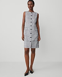 The Petite Button Shift Dress in Plaid carousel Product Image 2