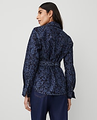 Petite Floral Flared Denim Shirt carousel Product Image 3