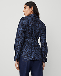Floral Flared Denim Shirt carousel Product Image 3