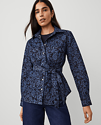 Floral Flared Denim Shirt carousel Product Image 2