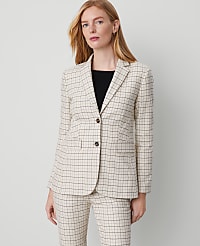 The Petite Greenwich Blazer in Plaid Stretch Cotton carousel Product Image 1