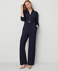 Petite Belted V-Neck Jumpsuit carousel Product Image 2