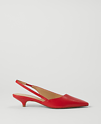 Asymmetrical Leather Slingback Kitten Heel Pumps carousel Product Image 2